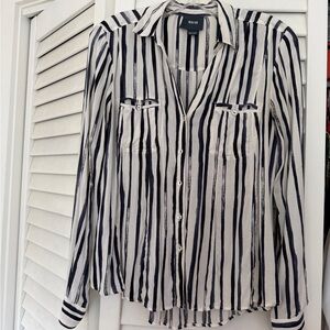 Maeve Navy and White Striped Button Down Shirt Size 2